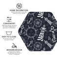 thumbnail image 4 of Kll Hexagon Drink Coasters Set Of 4,Pu Leather Absorbent Coasters Set Decorative Coffee Cup Coasters Housewarming Gift For Home Decor-Anchor And Lighthouse, 4 of 9