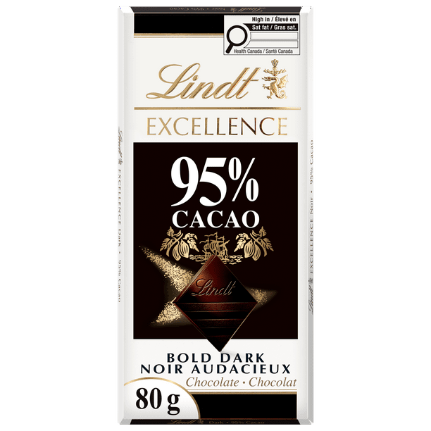 Lindt EXCELLENCE 95% Cacao Dark Chocolate Bar, 80 Grams - Walmart.ca