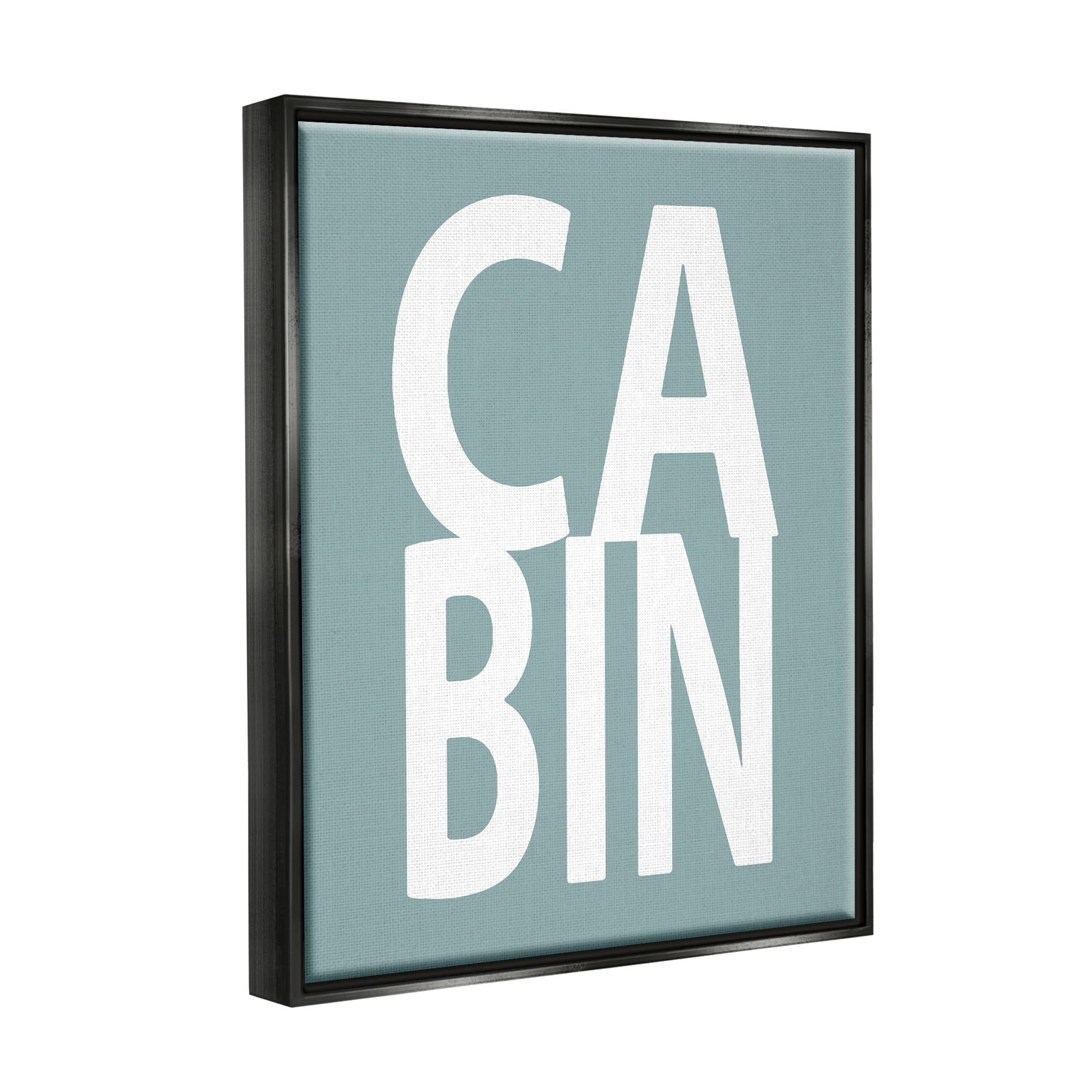 Stupell Turquoise Cabin Letters Typography Inspirational Painting Black Floater Framed Art Print Wall Art