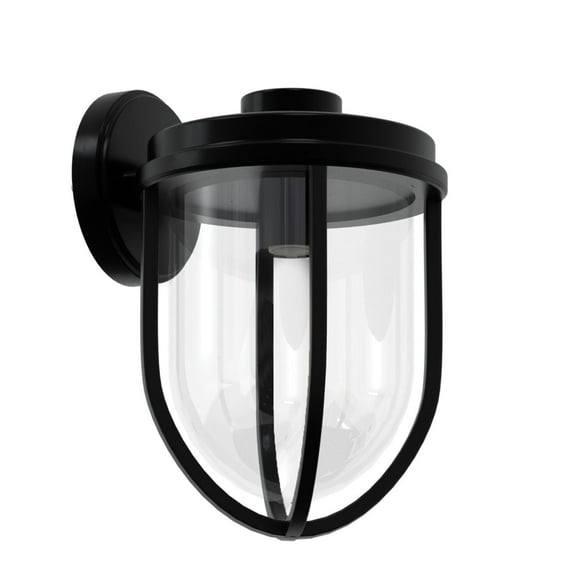 Ambiate Uccella Industrial Farmhouse Wall Sconce, Single Medium Base Socket (E26), Outdoor Use, Black Finish, Glass Globe, for Porches, Patios, Garage Openings, Commercial or Residential, ETL