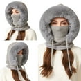 thumbnail image 4 of 3 In 1 Beanie Hat for Women Fall Fashion Women's Hats & Caps Face Mask Fleece Winter Scarves Grey, 4 of 9