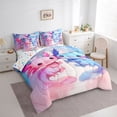 thumbnail image 3 of Manfei Kawaii Salamander Bedding Comforter Set 7pcs for Preppy Child,Cartoon Animal Queen Bedding Sets Super Cozy,Pink Blue Queen Sheet Sets,Microfiber Bedroom Decor,Reversible, 3 of 8