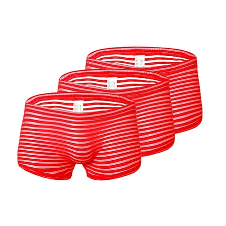 

DORKASM Boxers Briefs for Men Pack Striped Breathable Soft Men s Underwear Briefs Silk Briefs Red XL 3 Pack