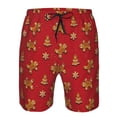 thumbnail image 3 of Susaid Gingerbread Man Print Men's Swim Trunks Hawaiian Bathing Mesh Lining Suit Swimsuits Beach Shorts with Pockets-XX-Large, 3 of 6