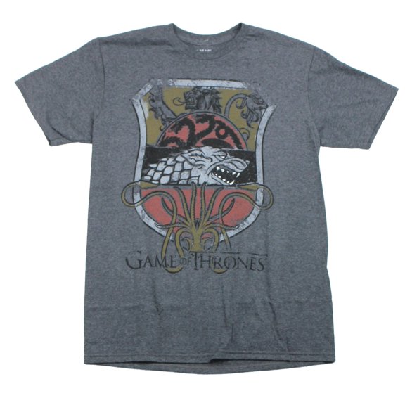 Game of Thrones Mens T-Shirt - Stark Grayjoy Lanister Crest Distressed Crest