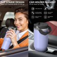 thumbnail image 5 of Modern 30oz Handheld Travel Tumbler with Handle – Double Wall Stainless Steel Insulated Cup, Flip Straw Lid, Leak-Proof & BPA-Free for Hot and Cold Drinks – Durable Coffee & Juice Mug White, 5 of 7