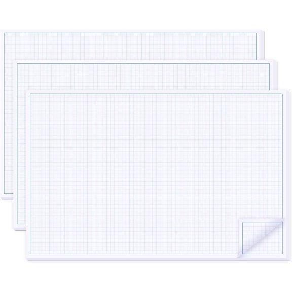 3 Pads 11X17 Inches Graph Paper, Large Grid Paper, Two Side Drafting Paper, Architect Graph Paper, Blueprint Paper(4 Squares Per Inch, 50 Sheets Each Pad)