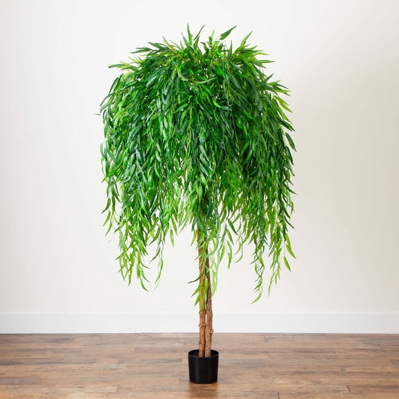 Nearly Natural Artificial Potted Willow Tree - 6' - Green