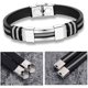 thumbnail image 3 of Pulsera ajustable de acero de titanio Punk para hombre (negro), pulsera envuelta en silicona, brazalete de acero inoxidable, 3 of 5