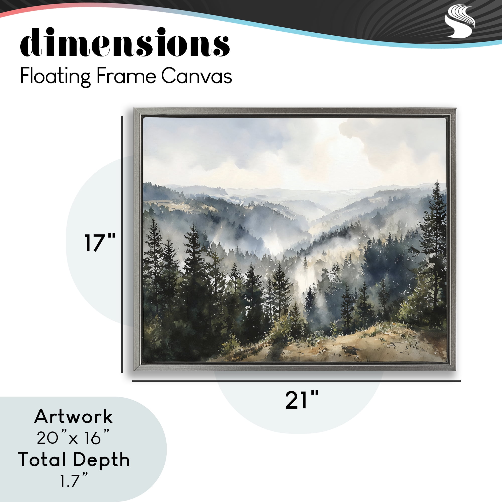 Stupell Industries Misty Tree Tops Vista Gray Framed Floater Canvas Wall Art, design by Franklyn Gregory