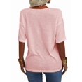 thumbnail image 3 of Women's 3/4 Sleeve Shirts V Neck Loose Fitting Tops Casual Solid Color Tshirts  Basic Tunic Summer Ladies Tops, 3 of 8