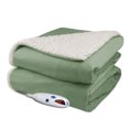 thumbnail image 1 of Pure Warmth Velour Sherpa Electric Heated Warming Throw Blanket Sage, 1 of 1