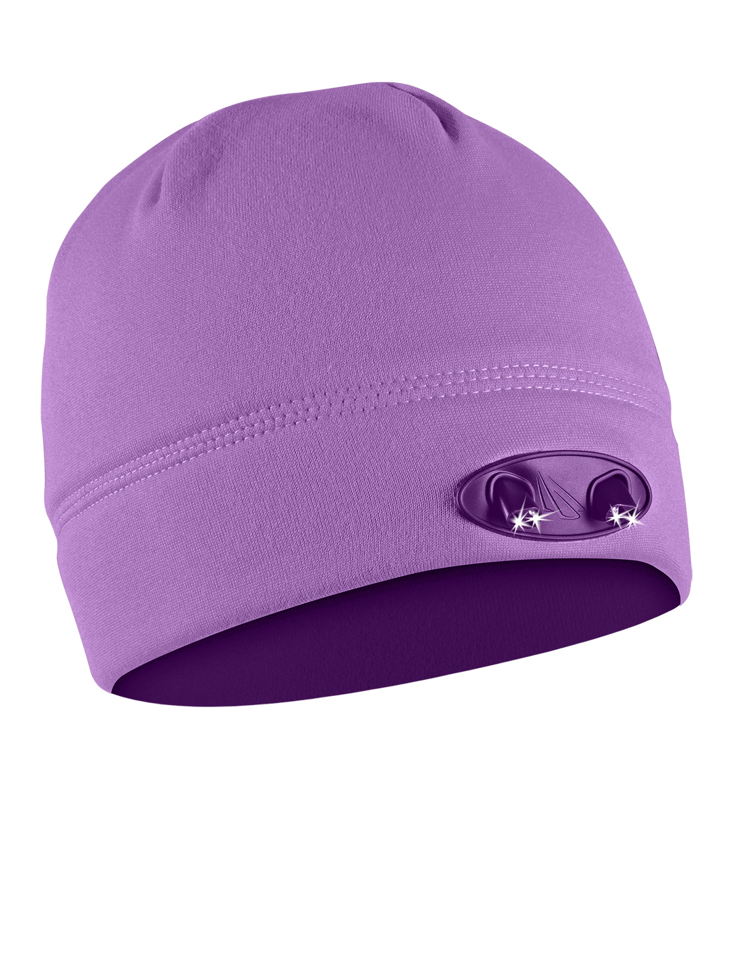 Powercap 3555 Compression Fleece Beanie Hat with LED lights, Purple 