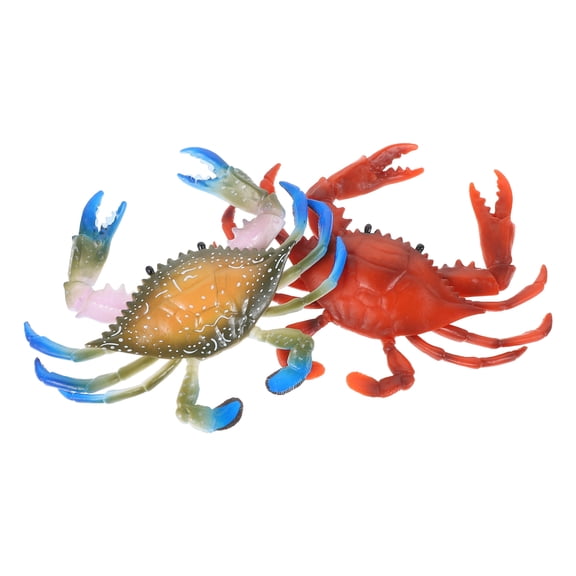 2 Pieces Simulated Portunus PVC Craft Decor Red Crab Model Child