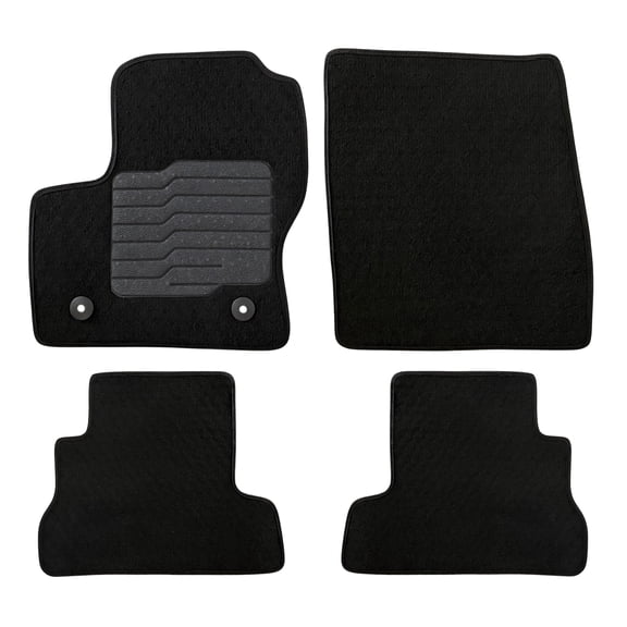 Carpet Floor Mats Fit for 2013 to 2019 Ford Escape, with Anti-Slip Driver Heel Pad and Safety Locks, Front and Rear, Black
