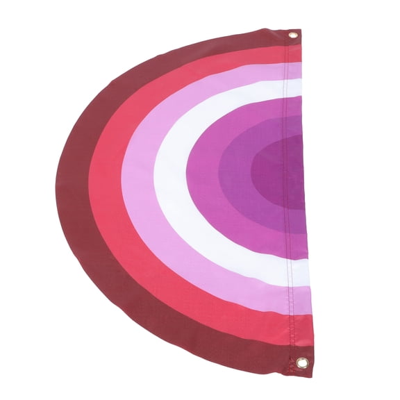 SHINYPASING 1Pack Rosy Half Circle Pride Banner Polyester Flag for Patio Deck Hanging LGBTQ Events Six Stripes Rainbow Flag 90x45cm