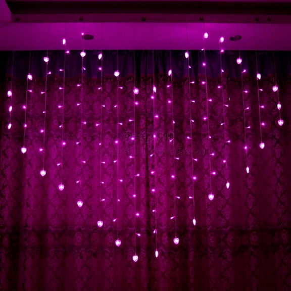 LINLIN Window Curtain String Lights, 124 LED 4.9ft x 6.5ft 8 Modes Heart-Shaped Romantic String Fairy Lights for Christmas Wedding Party Home Wall Garden Decorations