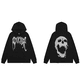 thumbnail image 1 of Sudadera con capucha informal de moda, bordado de venganza, nicho de hueso largo, cabeza de Calavera, estilo americano, ajuste suelto, High StreetNegro 5562, 1 of 3
