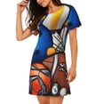 thumbnail image 2 of Lsque sport ball Pattern Nightgowns for Women Sleep Shirts Short Sleeve Nightshirt Pullover Nightdress Soft Sleepwear Relaxed Fit Nightdress, 2 of 6