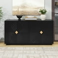 thumbnail image 6 of Buffet Sideboard, Atumon Accent Cabinet with 4 Doors, Farmhouse Buffet Cabinet with Adjustable Shelves, Wood Storage Cabinet Furniture for Kitchen Dining Room Living Room, 60"L x 15"W x 30"H, Black, 6 of 10