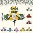 thumbnail image 3 of Artificial Fan Chrysanthemum Flowers, 2 Bundles Lifelike 12 Heads Silk Flowers for Cemetery Decor, Memorial Grave Arrangements, No Maintenance Tomb Decorations, 3 of 6