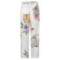 thumbnail image 5 of Cute Cats Floral Pattern Winter Female Pants Flannel High Waist Women Pants Lady Warm Straight Leg Plush Trousers, 5 of 7