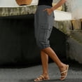 thumbnail image 5 of aohooy Linen Cargo Capris for Women Knee Length Capri Pants with Pockets Elastic Waisted Summer Work Outdoor Hiking Cropped Pant Gray,XXL, 5 of 8