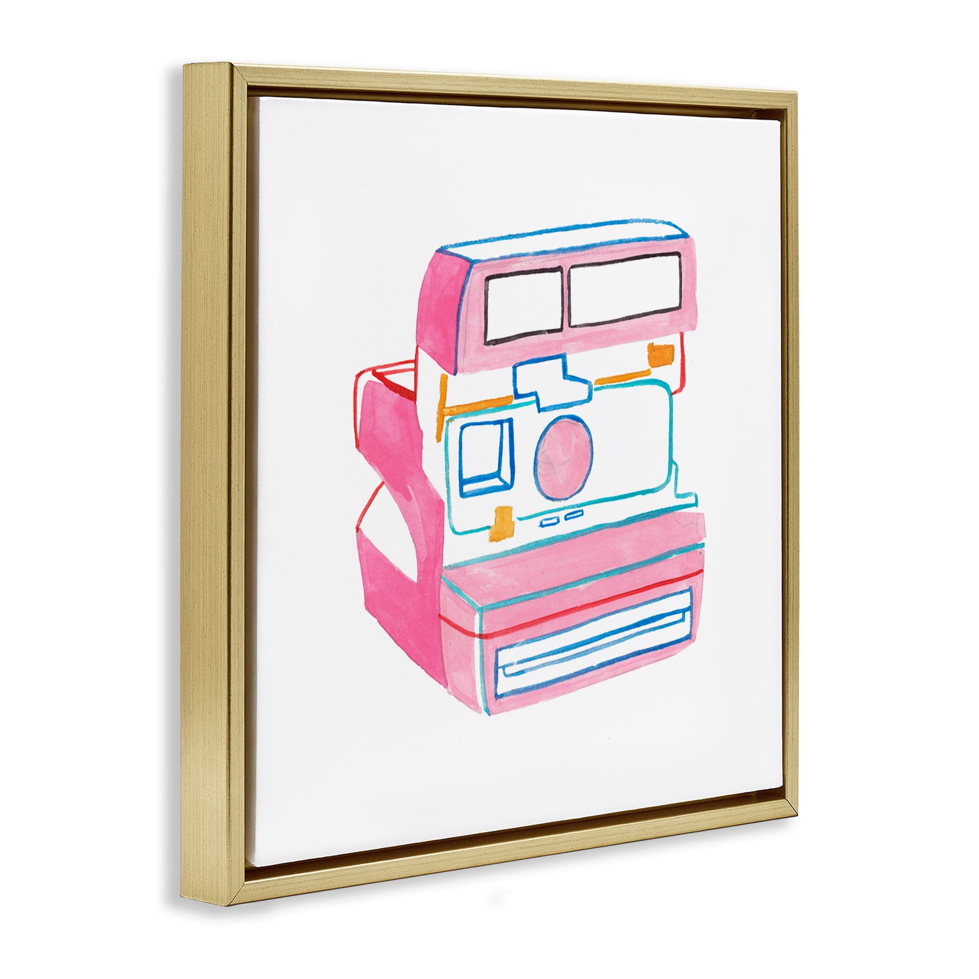 Stupell Industries Retro Film Camera Novelty Painting Gold Floater Framed Art Print Wall Art, 18 x 18