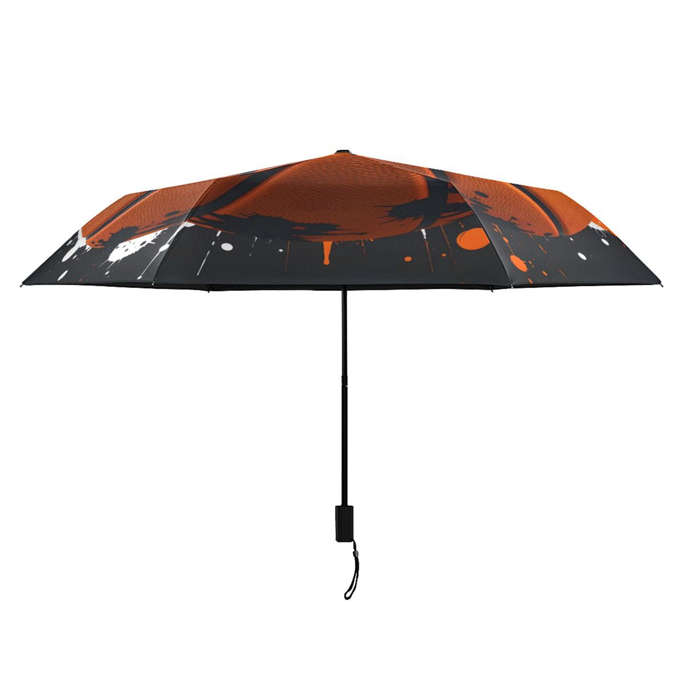 Basketball with Dots All Weather Umbrella Triple Folding Parasol 6 Ribs UV Protection Portable
