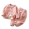 thumbnail image 3 of WRKEKC Infant Toddler Boys and Girls Fall Winter Loungewear Set 2-Piece Plush Fleece Fruit Animal Print Thickened Long-Sleeve Top and Elastic-Waist Pants Set 6Months-12Years, 3 of 4