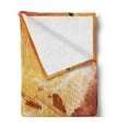 thumbnail image 2 of Burnt Orange Soft Flannel Fleece Blanket, Retro Illustration of a Street of Old French Houses Mediterranean Environment Print, Cozy Plush for Indoor and Outdoor Use, 60" x 80", Tan, by Ambesonne, 2 of 5
