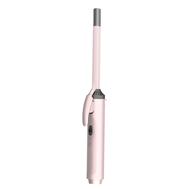 Varita rizadora de cabello Cerámica de turmalina Calor instantáneo Varita rizadora de cabello delgado para peinado Engranaje de dos niveles de 13 mm - Rosa