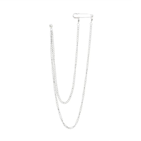 Juliy European and American Mens Long-chain Brooch, Personalized Hollow Rhinestone Decorative Pin, Lapel Pin with Long-chain Suit Shirt Accessories