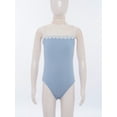 thumbnail image 3 of Miutii Kids Girls Lace Collar Dance Leotard Sleeveless Patchwork Bodysuit for Ballet Gymnastics Practice Performance Light Blue 5-6, 3 of 7