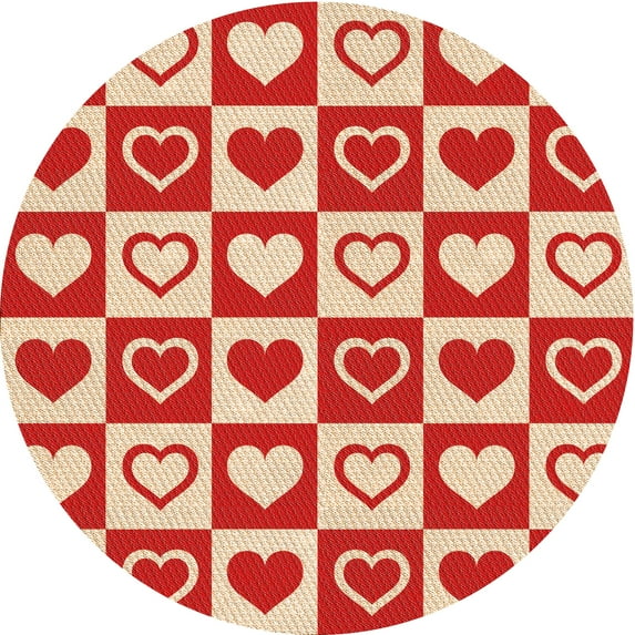Ahgly Company Machine Washable Indoor Round Transitional Red Area Rugs, 3' Round