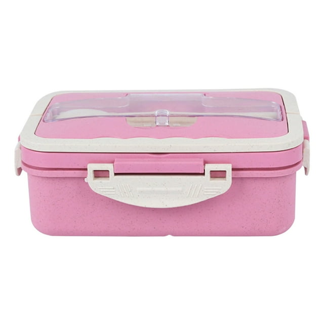 Double Layer Bento Box, Japanese Style Microwave Lunch Box Office Meal Prep, Portable Divided Container for Food with Secure Leak-Proof Lid, Pink