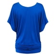 thumbnail image 2 of Made by Johnny Women's Boat Neck Short Sleeve Dolman Drape Top L COBALT_BLUE, 2 of 6