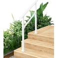 thumbnail image 1 of Main Courante en Métal Robuste pour 1 à 5 Marches Extérieures, Aluminium et Fer Forgé, Rampe d'Escalier à Hauteur Réglable, Blanc, Intérieur/extérieur, Main Courante 3 Marches, 1 of 7