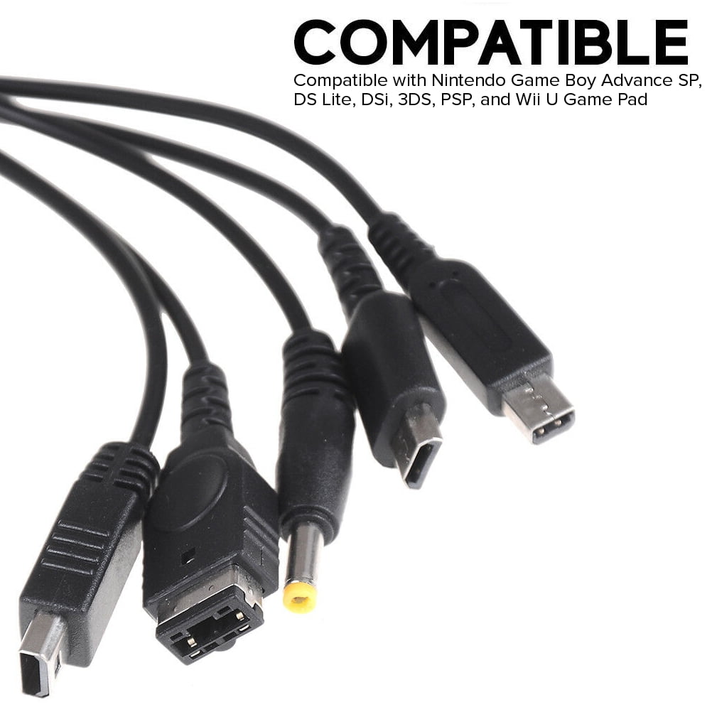 Wiresmith 5 In 1 Usb Cable For Nintendo Ds Lite Gba Sp Dsi 3ds 2ds Sony Psp Wii U Game Pad Walmart Com