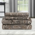 thumbnail image 5 of BNM Paisley Flannel Cotton Sheet Set, Twin, Grey, 5 of 6