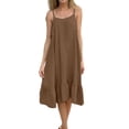 thumbnail image 2 of Vmvidoty Summer Dresses for Women 2026 Square Neck Spaghetti Strap Sleeveless Midi Swing Sleepshirts Sling Dress Brown M, 2 of 5