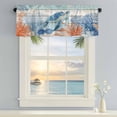 thumbnail image 2 of Kitchen Valances for Window, Starfish Sea Turtle Retro Plank Light Filtering Rod Pocket Valance Curtain, Red Blue Coral Summer Ocean Short Curtains Window Topper for Bedroom Living Room 42x12in, 2 of 9