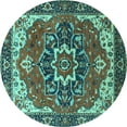 thumbnail image 1 of Ahgly Company Indoor Round Persian Turquoise Blue Traditional Area Rugs, 8' Round, 1 of 4