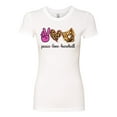 thumbnail image 3 of Peace Love Baseball Sports Womens Slim Fit Junior Tee, White, Small, 3 of 5