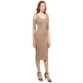 thumbnail image 2 of FashionOutfit Women's Solid Soft Stretch Ribbed Cut out Shoulder Bodycon Midi Dress, 2 of 4