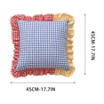 thumbnail image 3 of Linnome Plaid Ruffled Throw Pillow Three Color Patchwork Heart Decorative Cushion for Sofa Bedroom 17.72x17.72in, 3 of 7