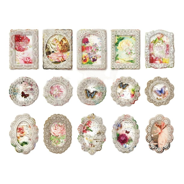 Pegatinas De Encaje Retro, Suministros De Diario, Papel Vintage Para Planificadores De álbumes De Recortes, Pegatinas De Sellos, Suministros De Diario, Materiales De álbumes