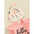 thumbnail image 6 of Newborn Baby Girl Clothes Hello I'm New Here Letter Romper+Floral Pants+Hat+Headband+Coming Home Outfits, 6 of 7