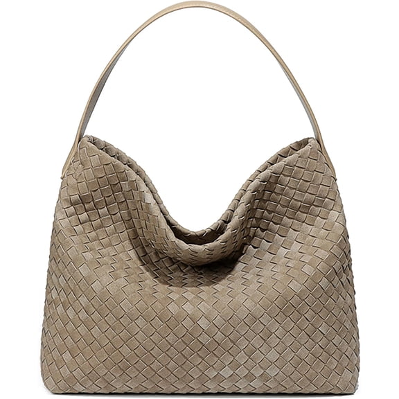 Kwuty Woven Suede Shoulder Bag for Women Suede Hobo Bag Tote Elegant Handbag Satchel for Work Travel