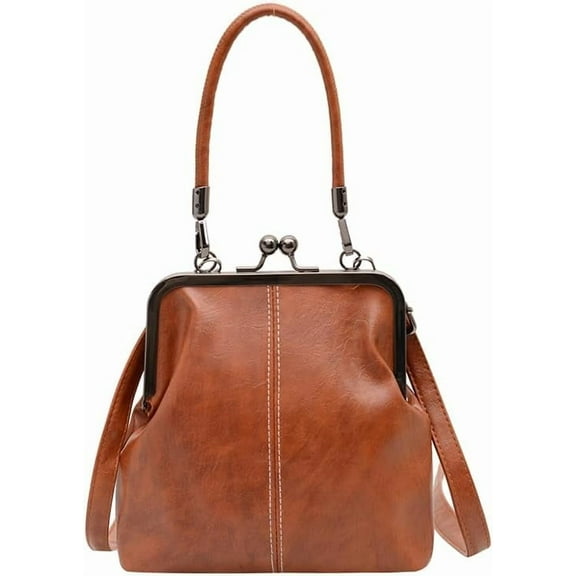 SPEKSEE High-Texture Handbag with Kiss Lock Closure Top Handle Handbags Women's Vintage Crossbody Bags for Daily Use Work Travel